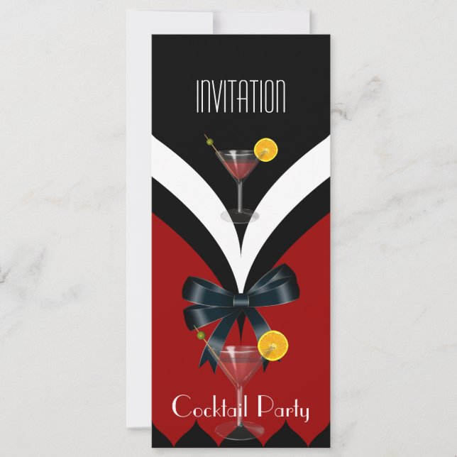 Einladung Cocktail Party Rote Schwarz-weiße Krawat (Vorderseite)