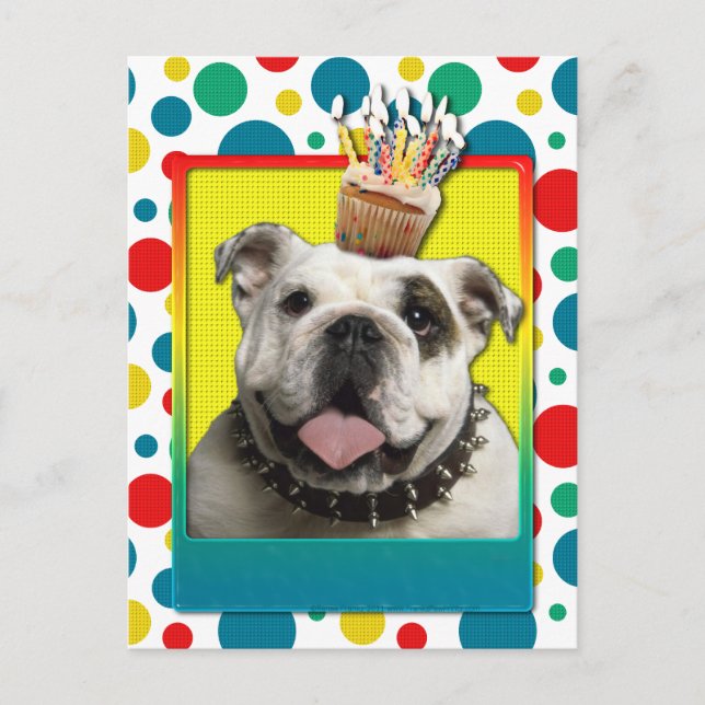 Einladung Cupcake - Bulldog - Light Postkarte (Vorderseite)