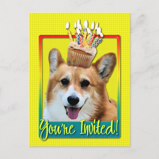 Einladung Cupcake - Corgi - Owen (Vorderseite)