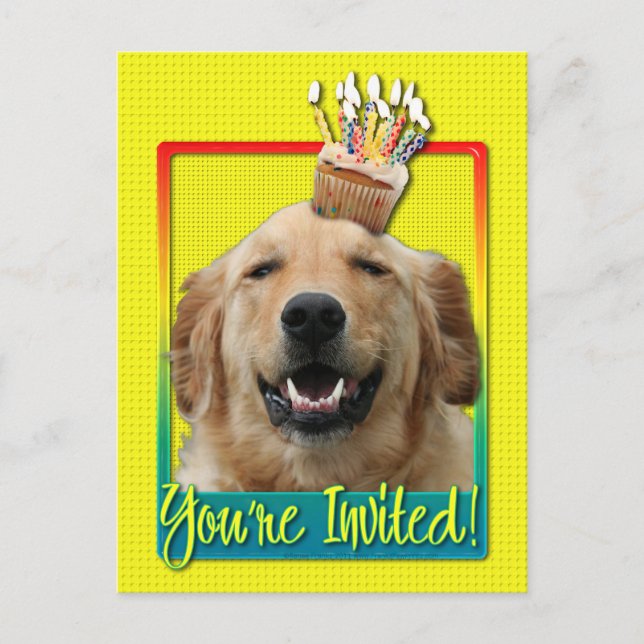 Einladung Cupcake - Golden Retriever - Mickey (Vorderseite)