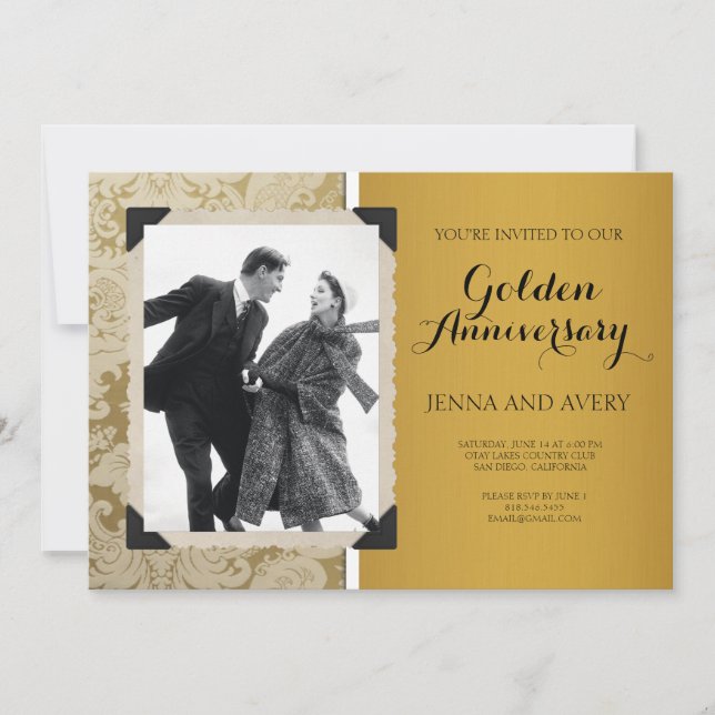 Einladung Damask zum Goldenen Jubiläum (Vorderseite)