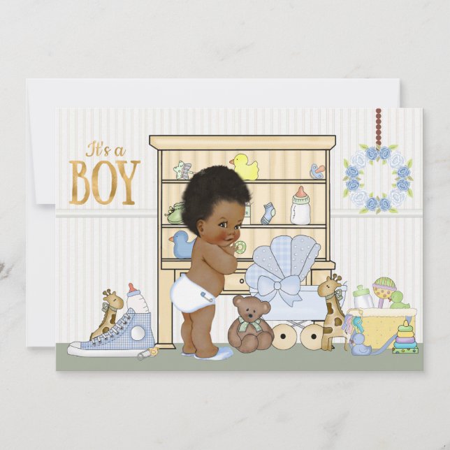 Einladung der Afroamerikanerin zur Babydusche (Vorderseite)