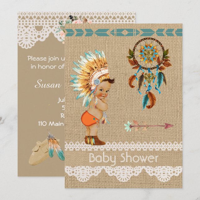 Einladung der amerikanischen Baby Boy Baby Shower (Vorne/Hinten)