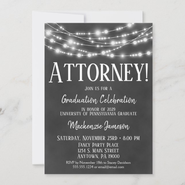 Einladung der Attorney Graduation Party in Chalkbo (Vorderseite)