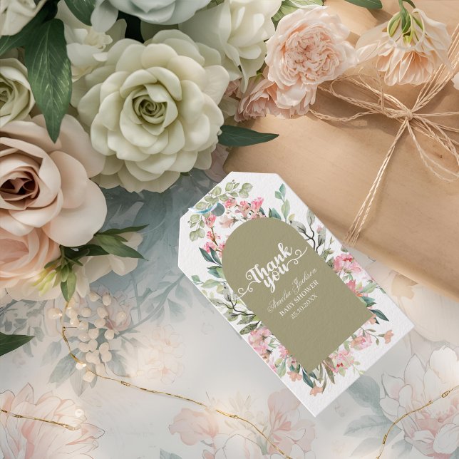 Einladung der Baby Green Baby Bloom Baby Dusche Geschenkanhänger (Von Creator hochgeladen)