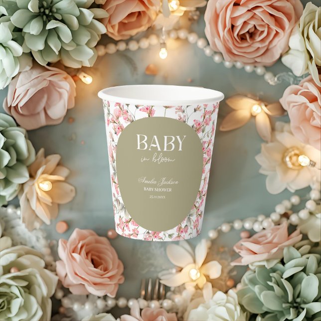 Einladung der Baby Green Baby Bloom Baby Dusche Pappbecher (Von Creator hochgeladen)