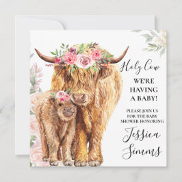 Einladung der Babydusche Boho Highland Calf