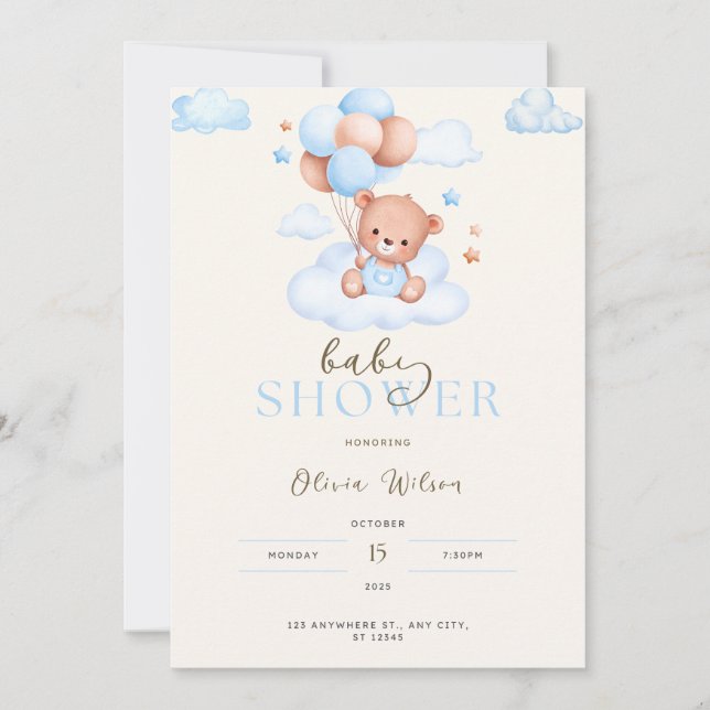 Einladung der Babydusche, Einladungen für den Baby (Vorderseite)