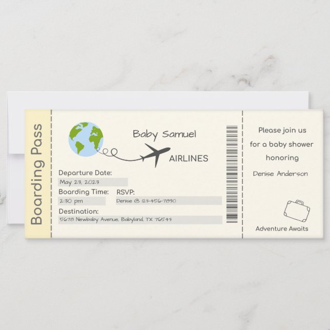 Einladung der Babydusche, Erlebnisangebote, Reisen (Vorderseite)