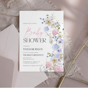 Einladung der Babydusche   Pastell-Blume