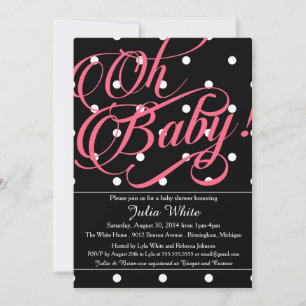 Einladung der Babydusche, schwarze, weiße und rosa