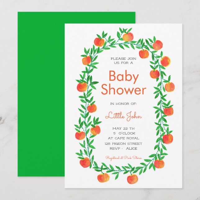 Einladung der Babydusche | Watercolor Robin Hood (Vorne/Hinten)