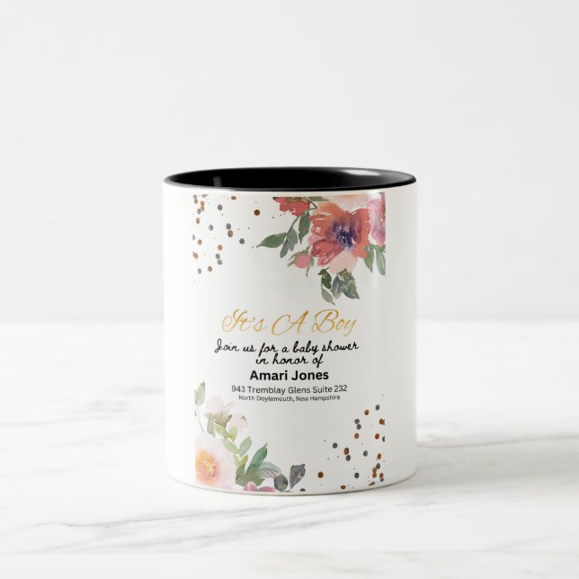 Einladung der Babydusche Zweifarbige Tasse (Mittel)