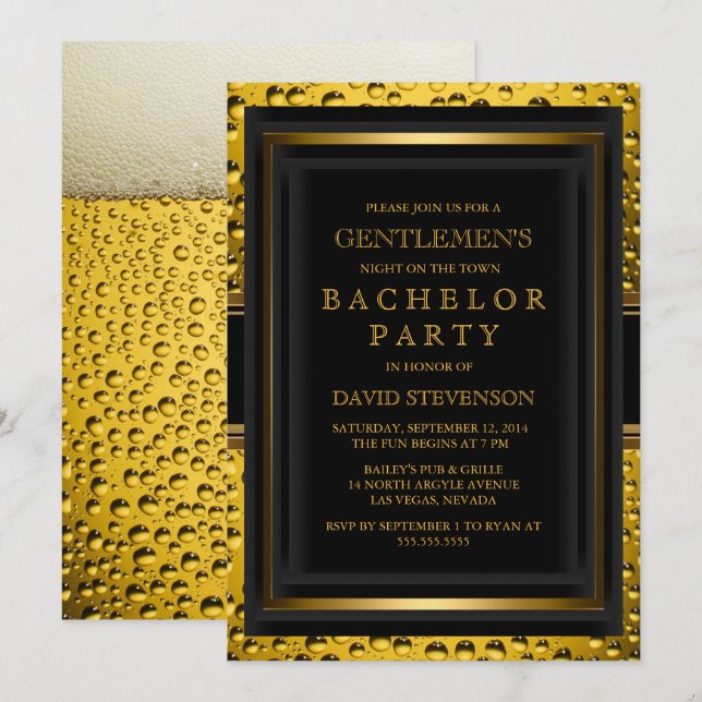 Einladung der Bachelor-Party für Bierliebhaber (Vorne/Hinten)