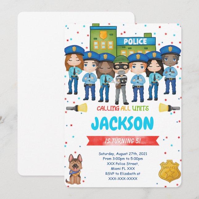 Einladung der bearbeitbaren Polizei (Vorne/Hinten)