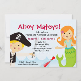 Einladung der Birthday Party von Pirate und Mermai