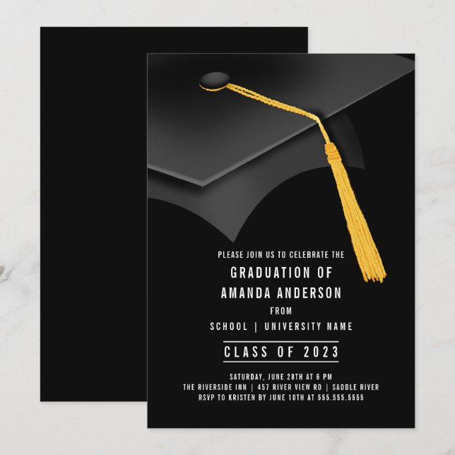 Einladung der Black Graduation Party (Vorne/Hinten)