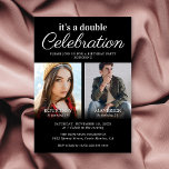 Einladung der Black Joint Birthday Party<br><div class="desc">Wirf ein Party, das deine Gäste nie vergessen werden. Unsere modernen Schwarz-Weiß-Geburtstagsfeiern sind die perfekte Art, zwei Menschen und ihren besonderen Tag zu gedenken. Die atemberaubenden und auffälligen Unterkünfte sind mit einem schlichten schwarzen Hintergrund versehen, der in jede beliebige Farbe verändert werden kann, zwei unberührten Fotos der Berühmtheiten und einem...</div>