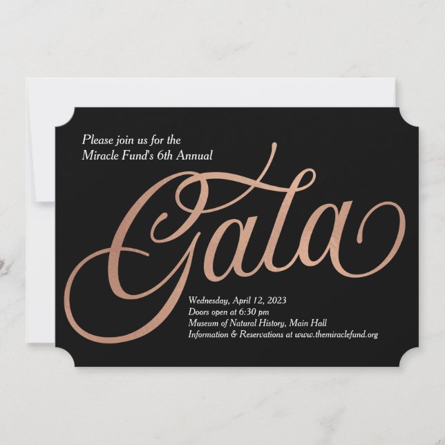 Einladung der Black Krawatte Gala (Vorderseite)