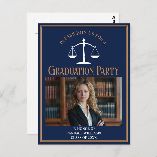 Einladung der Blue Law School Postkarte (Vorne/Hinten)