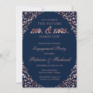 Einladung der Blue Rose Gold Engagement Party