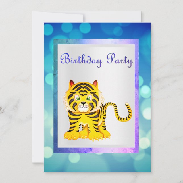 EINLADUNG DER Blue tiger BIRTHDAY PARTY (Vorderseite)