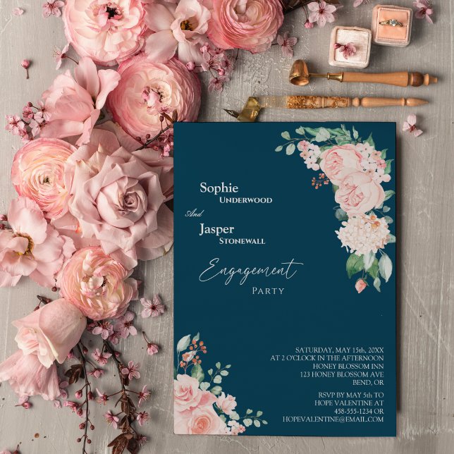 Einladung der Blush Floral Navy (Von Creator hochgeladen)