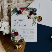 Einladung der Boho Burgundy Navy zur Hochzeit