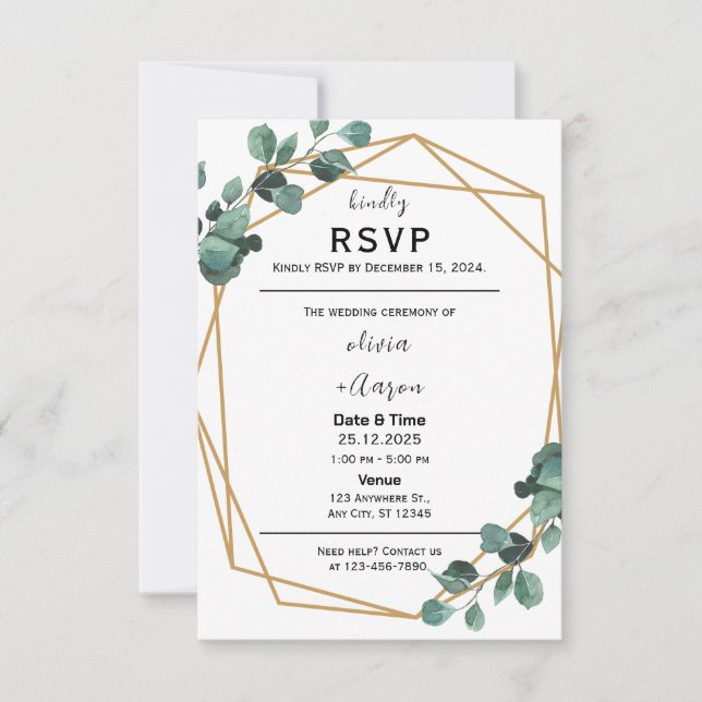 Einladung der Boho Greenery RSVP Card (Vorderseite)