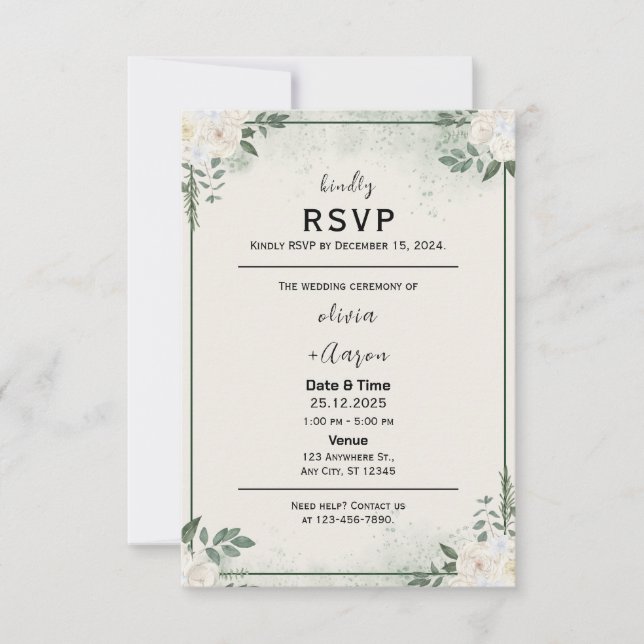 Einladung der Boho Greenery RSVP Card (Vorderseite)