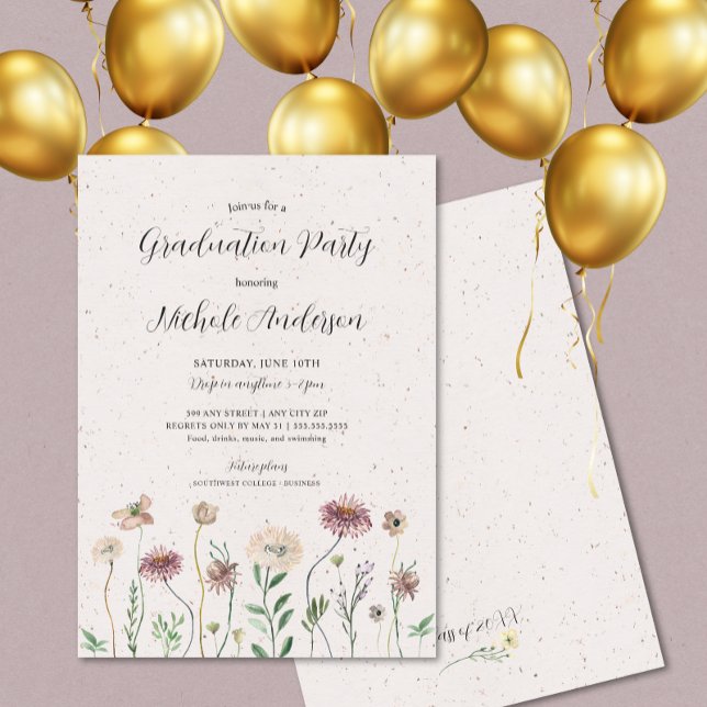 Einladung der Boho Wildblume Graduation Party (Von Creator hochgeladen)