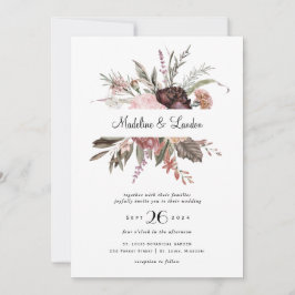 Einladung der Burgunder Blush Wildblume Hochzeit