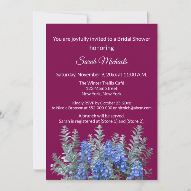 Einladung der Burgundy Winter Bridal Dusche (Vorderseite)