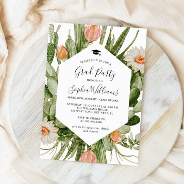 Einladung der Cactus Blume Frame Graduation Party (Von Creator hochgeladen)