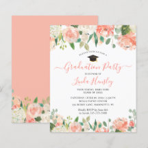 Einladung der Coral Floral Graduation Party