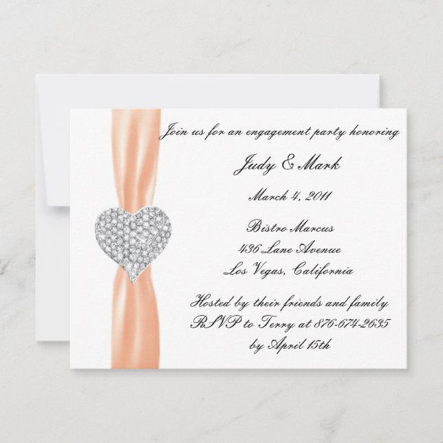 Einladung der Diamond Heart Orange Engagement Part (Vorderseite)