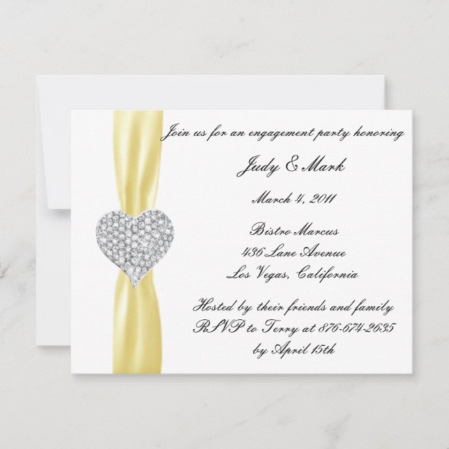Einladung der Diamond Heart Yellow Engagement Part (Vorderseite)