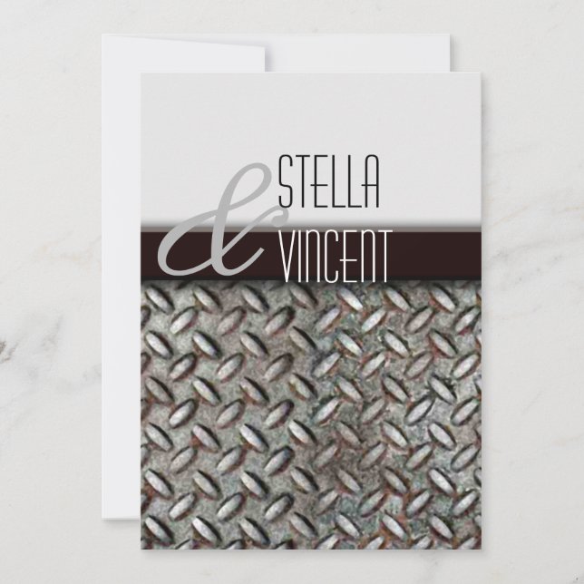 Einladung der Diamondplate Industrial Wedding (Vorderseite)