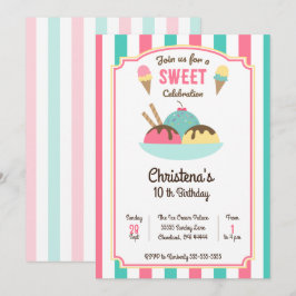 Einladung der Eiscreme Sundae Social Birthday Part