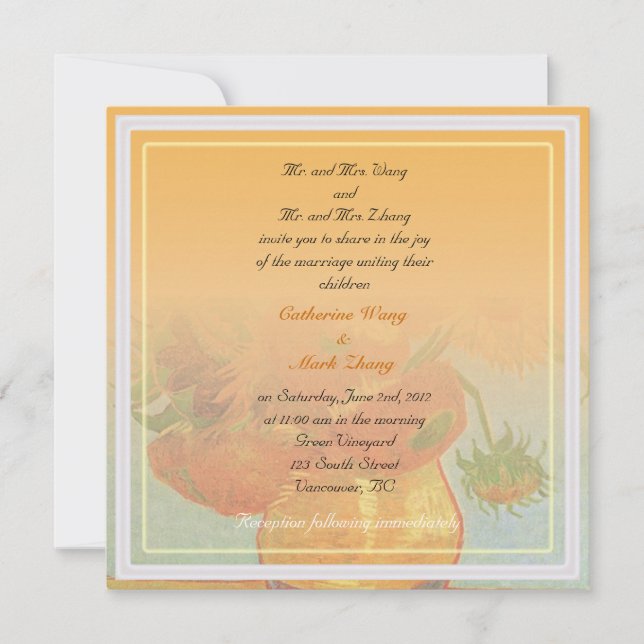 Einladung der Eltern von Braut und Bräutigam (Vorderseite)