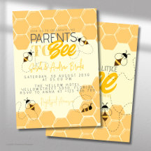 Einladung der Eltern zur Honey Comb Bee Baby Duwer