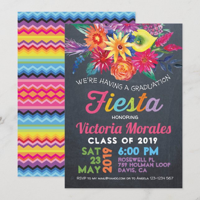 Einladung der Fiesta Graduation Party (Vorne/Hinten)