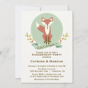 Einladung der Fox Portrait Floral Engagement Party