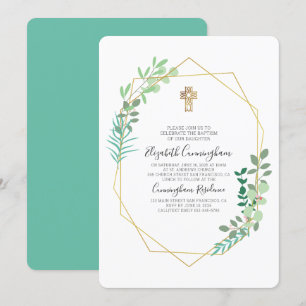 Einladung der geometrischen Foliage Gold Cross Tau