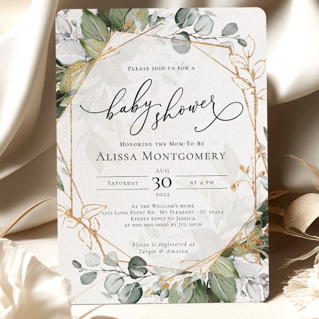 Einladung der geometrischen Green Gold Baby Dusche (Von Creator hochgeladen)