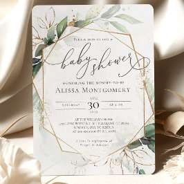 Einladung der geometrischen Green Gold Baby Dusche