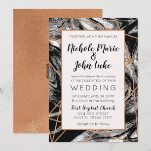 Einladung der geometrischen Kupferfolie Wasserfarb