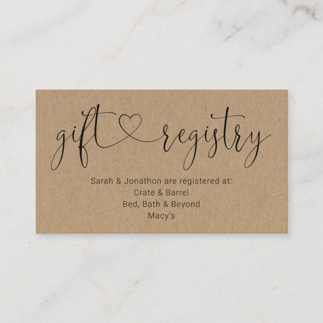 Einladung der Giftregistrierung / Einladung (Vorderseite)