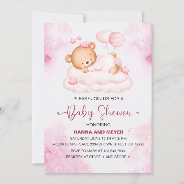 Einladung der Girl Baby Dusche (Vorderseite)