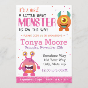 Einladung der Girl Monster Babydusche
